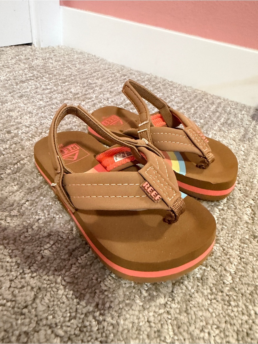 Reef Brown and Coral Kids Flip Flop Sandals